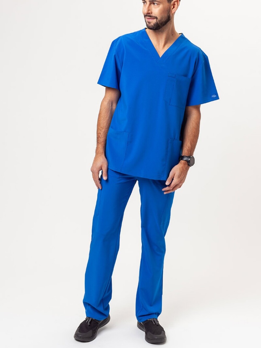 Dickies Men Gen Flex Nursing Medical scrub Set Top & Pants Royal Blue Sz 2XL EUC